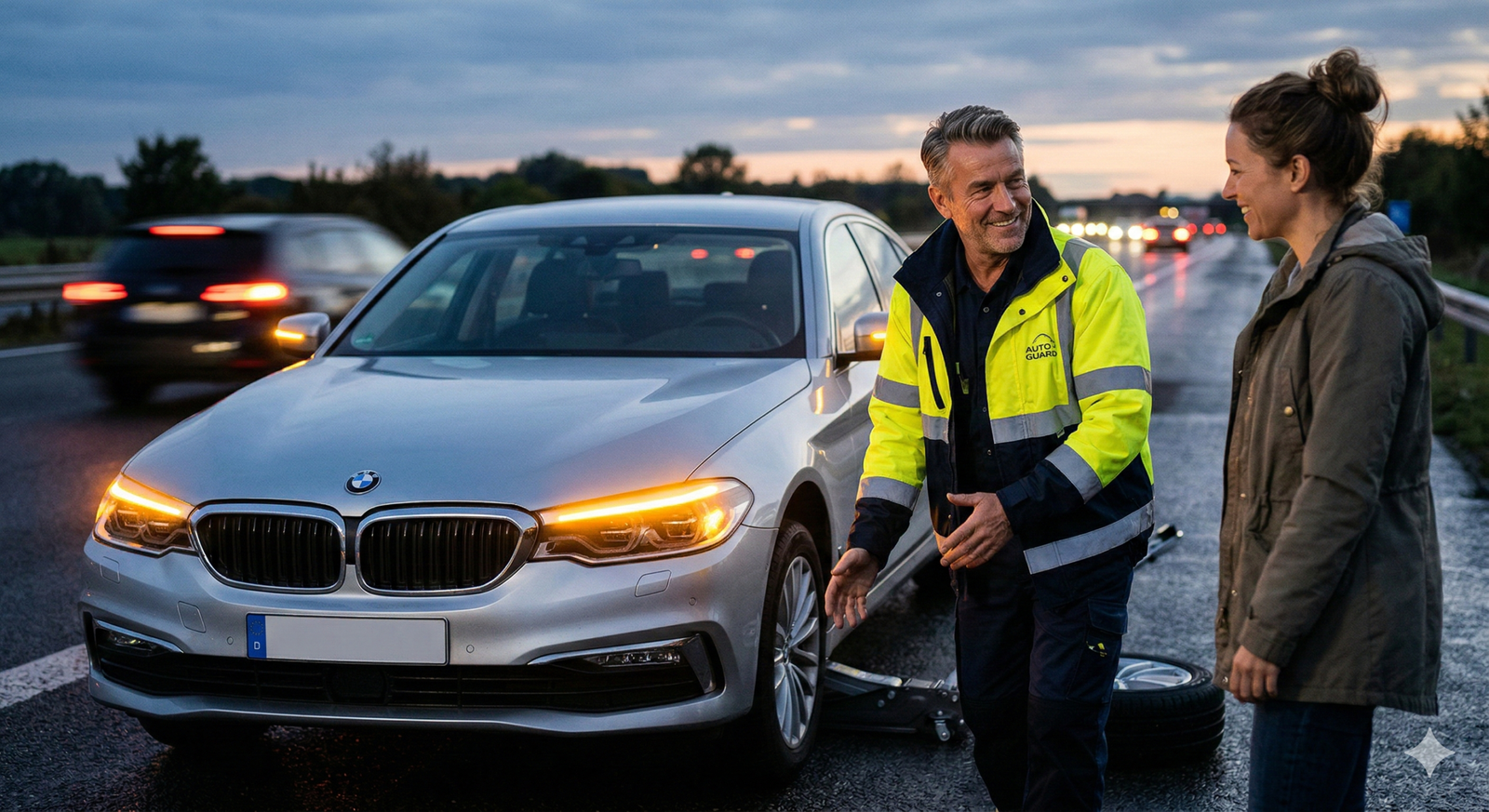 Happy family with their car
